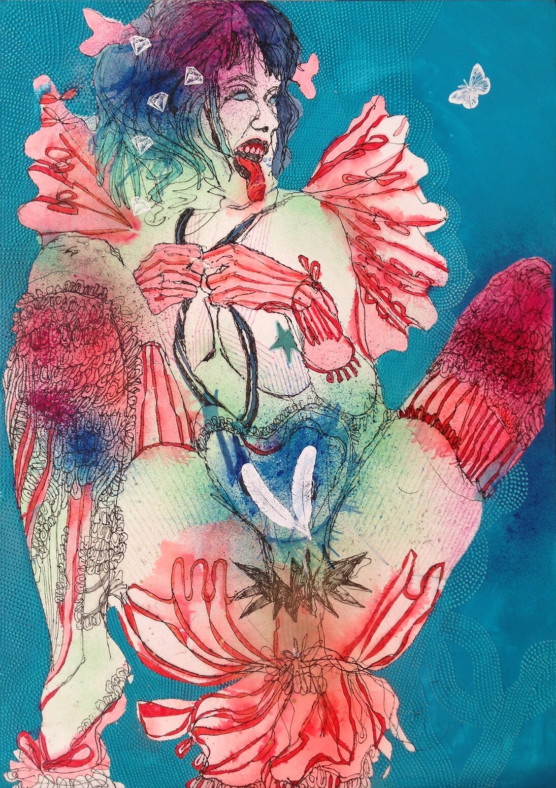 Demone (Flash), 2014, tecnica mista su tela, 100 x 70 x 8 cm 