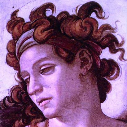 Capilla Sixtina: detalle de la cabeza de un «ignudi»