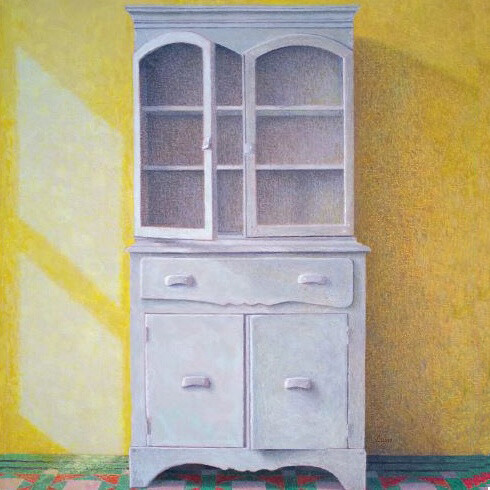 Bernardino Luino, Interno Giallo, tempera e acrilico su pannello, dettaglio, cm 62,2x34,8, 1998