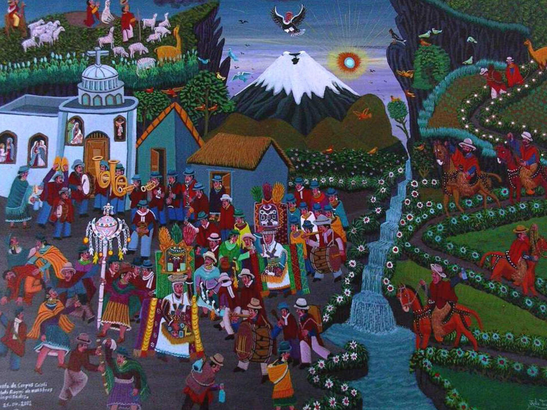 Tigua, Arte desde el centro del Mundo, Corpus Christi, El Inti Raymi de nuestros antepasados,
Julio Toaquiza
