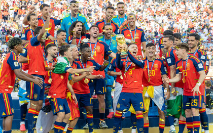 Les champions du monde espagnols lors de la finale de la Coupe du monde de la FIFA 2026 entre l’Argentine et l’Espagne, le 19 juillet 2026. Photo de Bryan Berlin