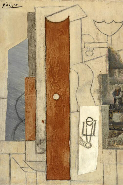 Pablo Picasso
Guitare, bec à gaz, flacon [Guitar, Gas-jet and Bottle]