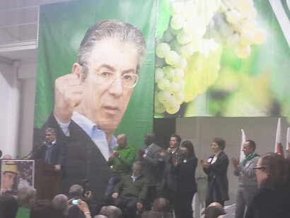 Umberto Bossi, presentazione candidati regionali Lombardia 2013 a Pontida, Italia