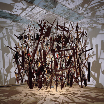 Cornelia Parker, Cold Dark Matter: An Exploded View, (1991) © Cornelia Parker,  DACS 2021