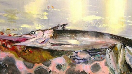 Judith Simonian, 2012, Big Catch, Acrylic on canvas, 44h x 60w in.