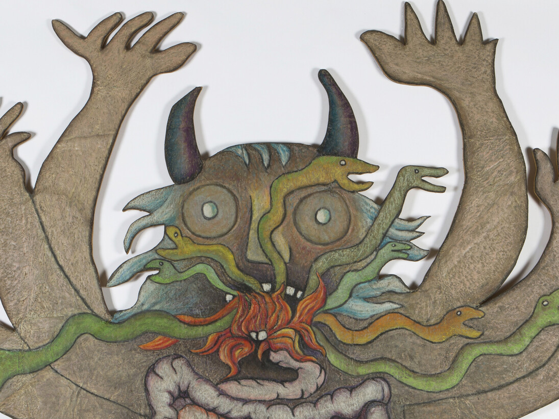 Enrico Baj, Cacacazzo, particolare, 1978, cm 218x200. Courtesy of Palazzo Leone da Perego