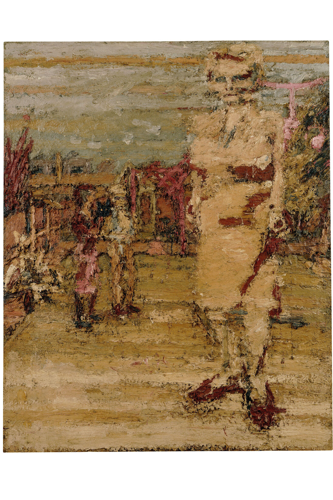 Frank Auerbach, E.O.W., S.A.W. and J.J.W. in the Garden l, 1963, Oil paint on board, 1905 x 1524 mm, Private collection © Frank Auerbach, courtesy Marlborough Fine Art 