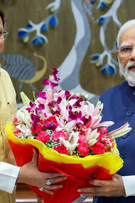 Chief Minister Uttarakhand, Pushkar Singh Dhami, meets the Prime Minister of India, Narindra Modi