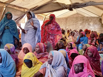 Refugees in a refugee camp