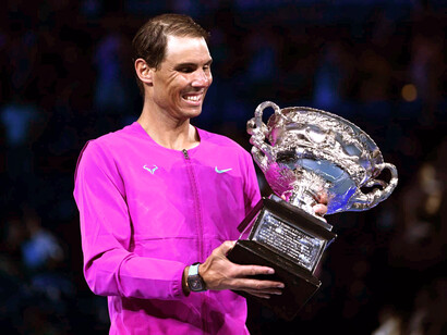 Rafael Nadal en la premiación del Abierto de Australia 2022