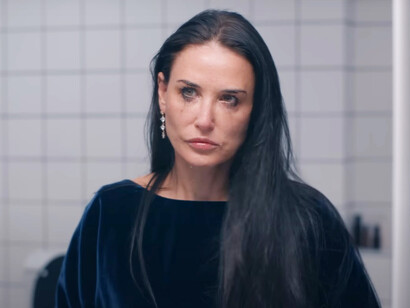 Demi Moore, the renowned American actress, celebrated for her performance in The Substance