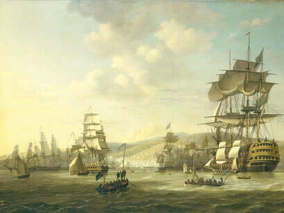 Nicolaas Baur, Flota angloholandesa en la bahía de Argel exigiendo la liberación de esclavos blancos en 1816