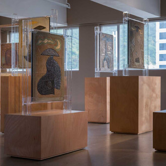 Ha Bik Chuen, Reframing strangeness. Ha Bik Chuen’s motherboards and collagraphs, exhibition view. Courtesy of Para Site