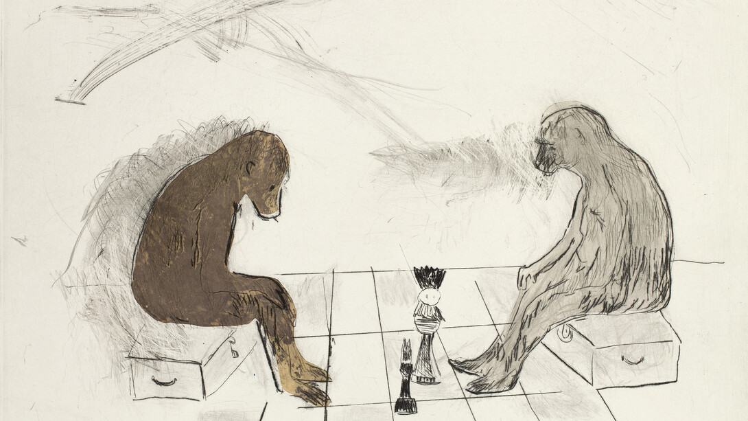 Word, Drypoint with tea-stained chine collé
