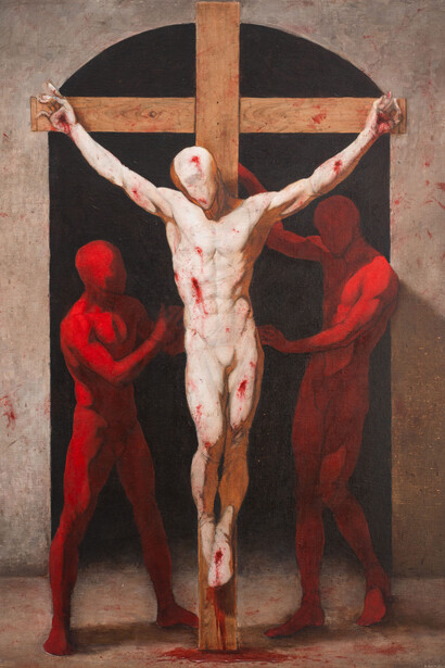 Pongpon Preechanon, The red baptism (detail), 2025. Courtesy of Number 1 Gallery