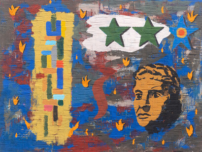 Danny Williams, Vesuvius (detail), 2021. Acrylic and gouache on paper, 21.5 x 28 in. Courtesy of Barry Whistler Gallery