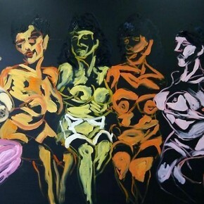 Tawan Wattuya, Papaya, Banana and Orange, 2013, acrylic and oil on canvas, 180 x 280 cm
