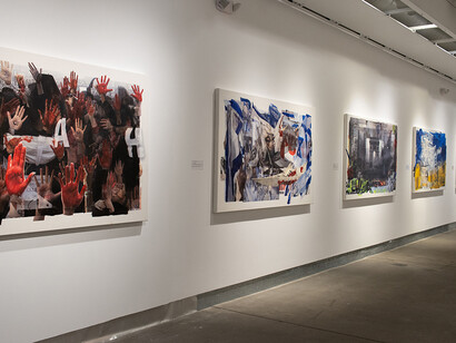 Various artists, Moving pictures: a survey exhibition of works by Deborah Oropallo and collaborators, exhibition view. Courtesy of Di Rosa Gallery