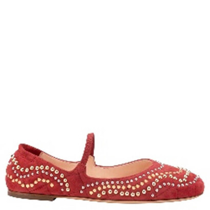 Ballerina in camoscio, matelassé con borchie, AGL