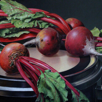 Russell Harris, Fresh Beets, oil on wood, 9 x 12 inches, 2014
