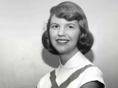 A young and smiling Sylvia Plath author of "The Bell Jar"