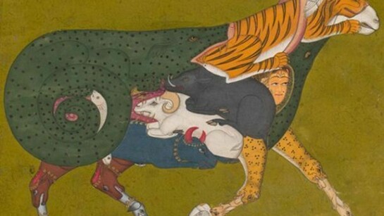 A Composite Ram, Kota, Rajasthan, India, c. 1750, Opaque watercolour on paper, 22 x 19.5 cm, Arturo Schwarz collection