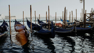 Scorcio sulla laguna al tramonto, Venezia, Italia