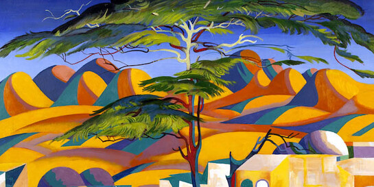 Landscape with donkeys. Algeria 100x90cm, acrylic on canvas, 2015. Courtesy of Andakulova Gallery