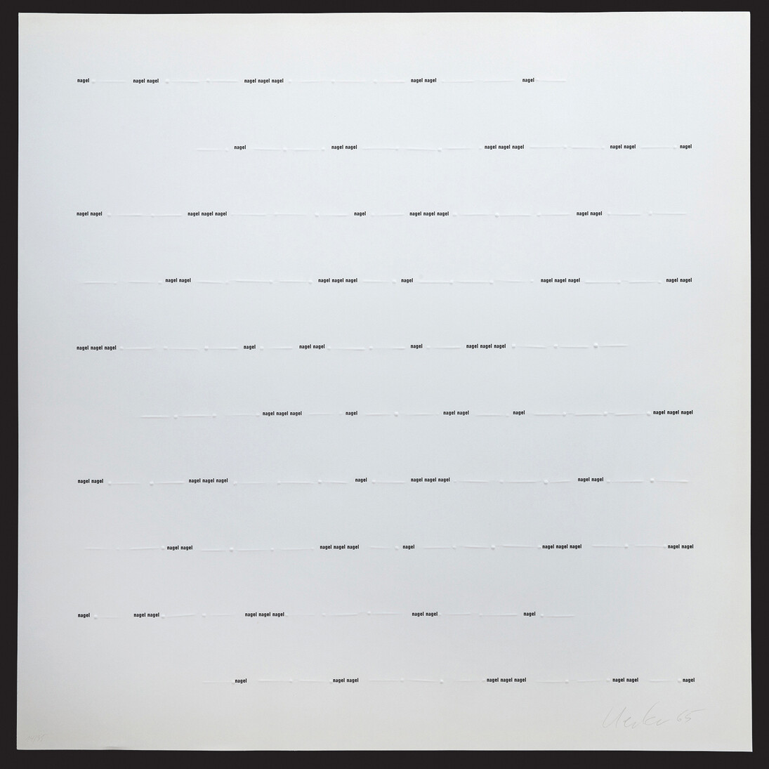 Günther Uecker, Parallele Strukturen, 1965, Embossing on paper, Edition of 35, 46.4 x 46.4 cm