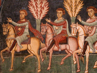 Cappella di San Silvestro, affreschi del 1246, Invio dei messi a Papa Silvestro I, Roma