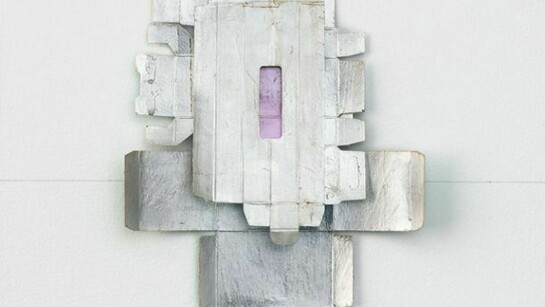 Rachel Whiteread, Detail of Untitled (Violet), 2012, Silver leaf, cardboard, celluloid and graphite on paper, 16 9/16 x 11 5/8 inches, 42 x 29.5 cm © Rachel Whiteread. Photo Mike Bruce. Courtesy Gagosian Gallery