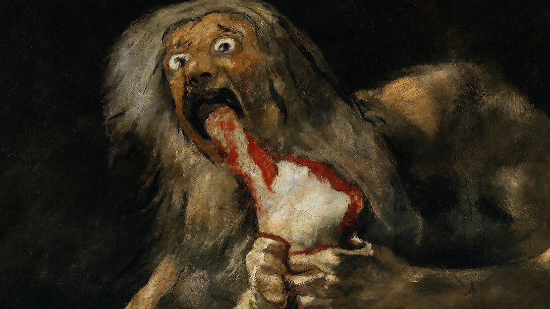 A haunting vision of power consuming itself—Goya’s Saturn Devouring His Son remains one of the darkest portrayals of madness, fear, and the self-destruction of empires