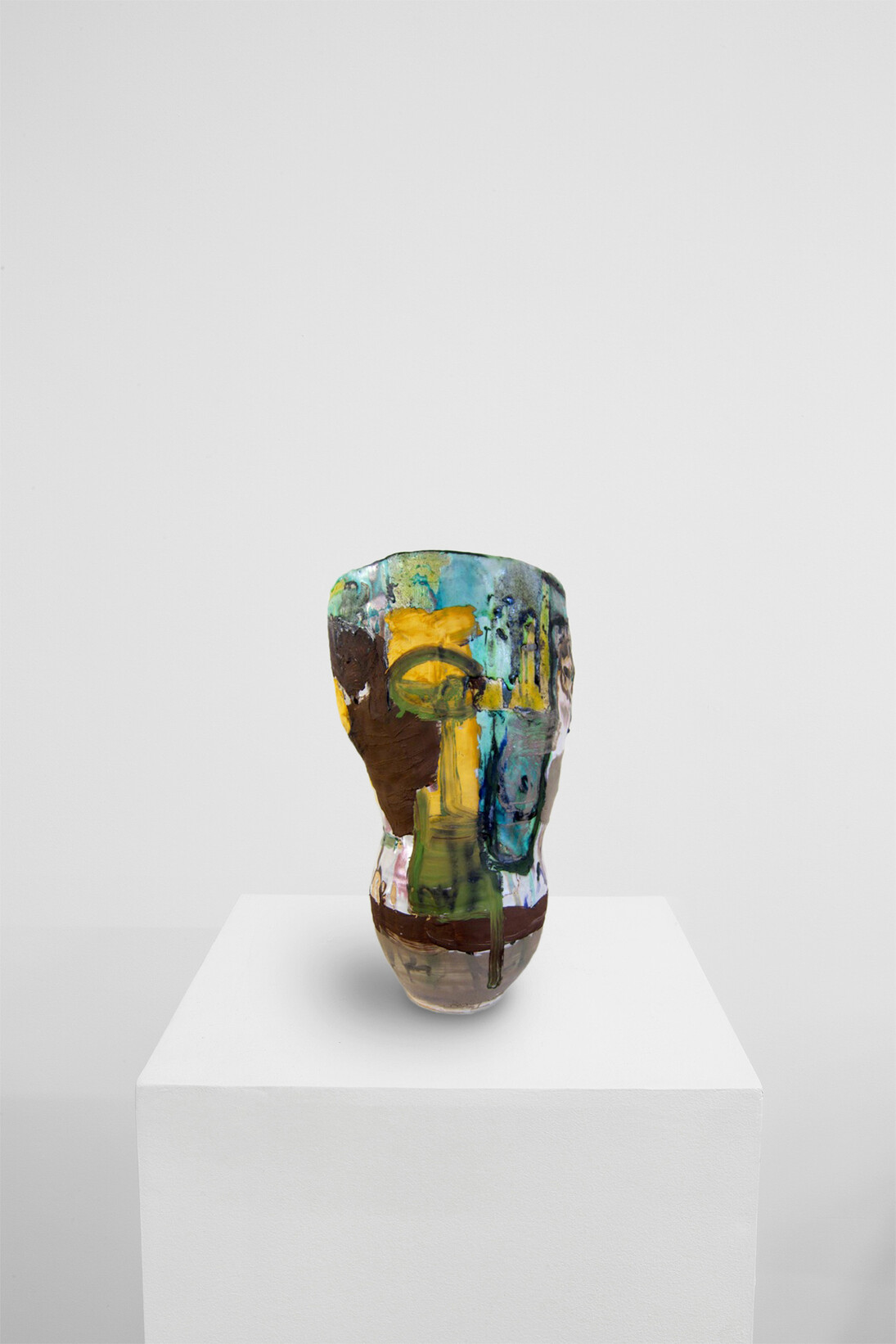 Roger Herman, Untitled 03 (Brown, Yellow, Blue, Green), Ceramic, Glaze, H58.5 D34.3 cm / H23 D13.5 in, Unique, Courtesy Carpenters Workshop Gallery
