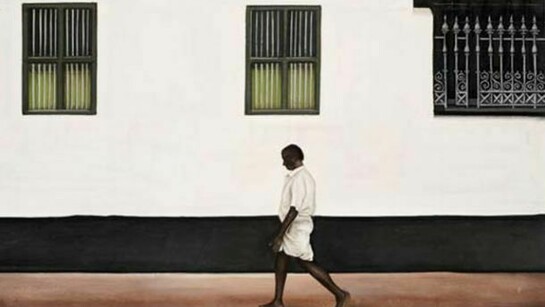 Walking Past a Chettinad Palace, 2011 Pigments on handmade paper (19th century), 21.5 x 33 cm
