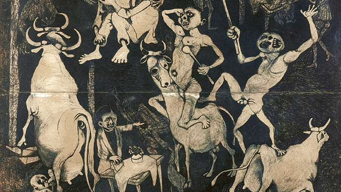 Dumile Feni, African Guernica [Guernica africano] (detalle), 1967. Cortesía del Museo Nacional Centro de Arte Reina Sofía