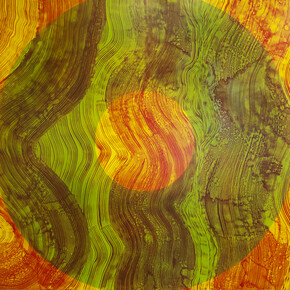 Marylyn Dintenfass, Oculus, Kronos, Oil on paper, 15 x 15 inches