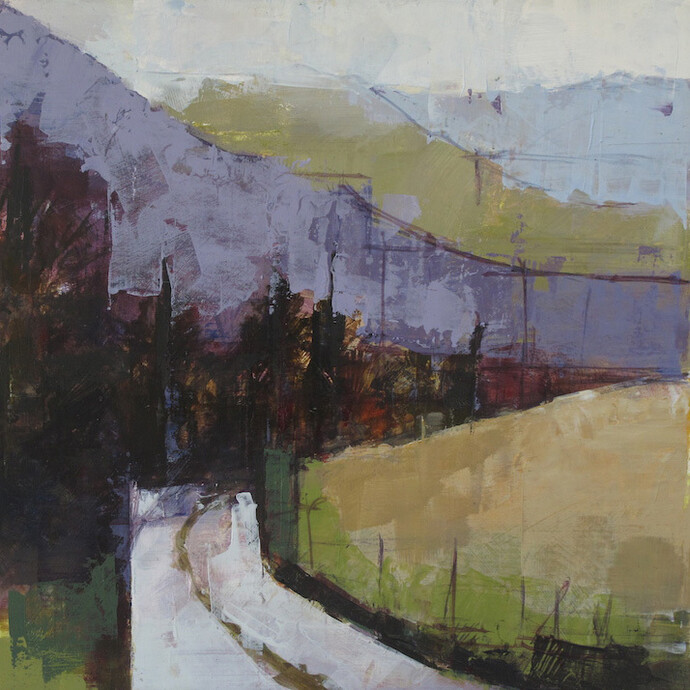 Bridget Flinn, Purple Mountain, acrylic, 28 x 28cm, 950euro, image for website
