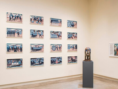 Installation view, What's at Stake, 2023. Photo by Ezra Marcos. Courtesy of the artist and Schneider Museum of Art