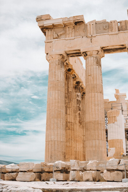 Columnas antiguas del Partenón, Acrópolis de Atenas, Grecia