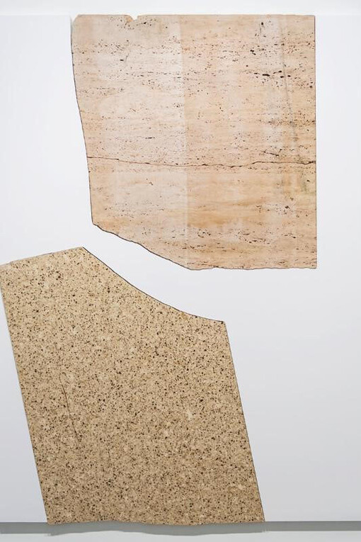Sam Moyer 
By the time I get to Phoenix she'll be rising, 2015 
marble and dyed canvas mounted to MDF 
67 3/4 x 49 inches (172 x 124,5 cm)
