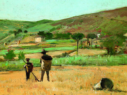 Silvestro Lega, Paesaggio con contadini, 1873