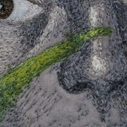Lawrence James Bailey, Bare machine, painting in exhibition (detail). Courtesy of Galerie Bart