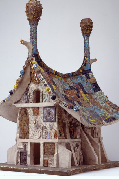 Grayson PerryModel for 'temple for everyone', 2008 Glazed ceramic 77 x 50 x 65 cm 30 1/4 x 19 3/4 x 25 5/8 in © Grayson Perry Courtesy the artist and Victoria Miro, London / Venice (photography Stephen Brayne) 