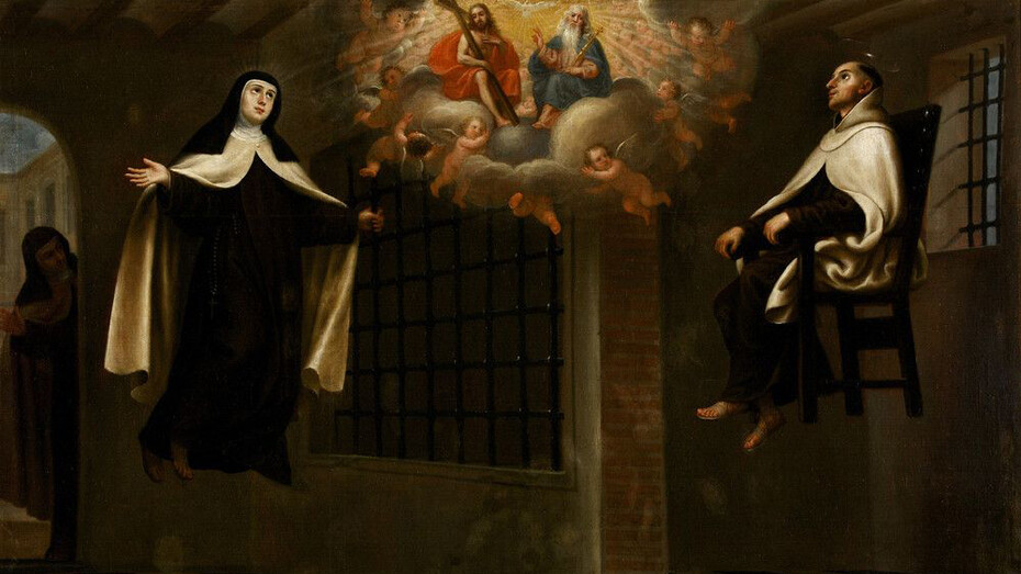 José García Hidalgo; Levitación de Santa Teresa y San Juan de la Cruz en la Encarnación de Ávila, c. 1675 (detalle)