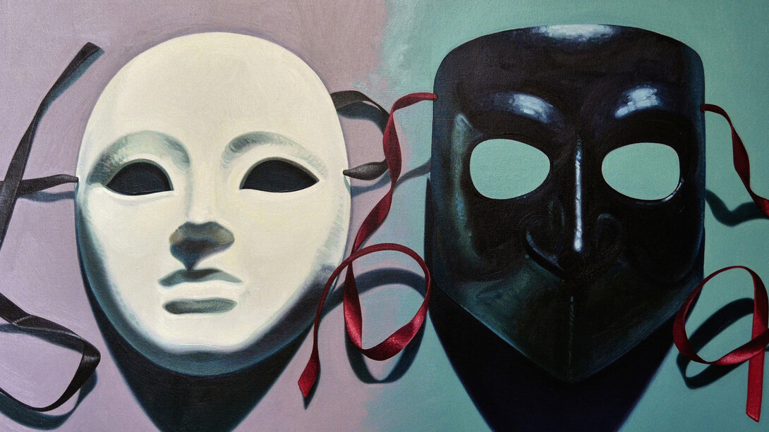 Alberto Magnani, Maschere veneziane, 2018, olio su tela, 50x80 cm.