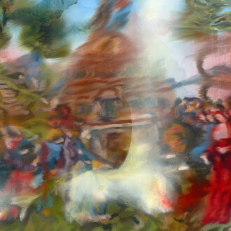 Jorge R. Pombo, Variazione di ‘Le tentazioni di Cristo’ di Botticelli, 2025. Per gentile concessione della Fabbrica del Vapore