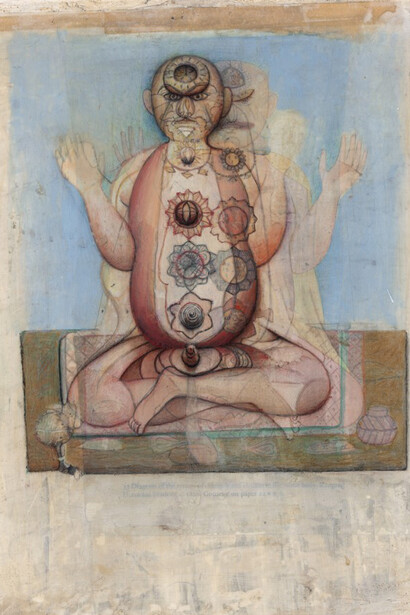 Gregory Gillespie, Chakras pencil (detail). Courtesy of the Schoolhouse Gallery