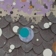 Detail of Andrés Ferrandis, Agua rara, 2014,                        Collage on black and white archival printed image, 18 x 18"