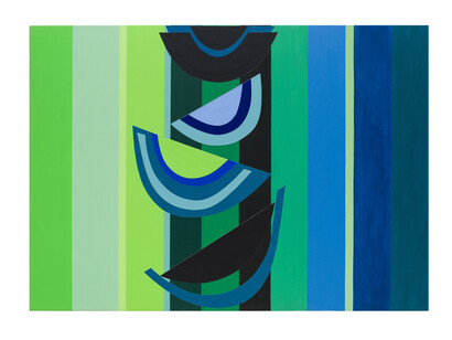 Terry Frost 1915-2003, Green Below, 2003, 37 x 161.2 cm, Acrylic paint, collage on canvas, Estate of Terry Frost © The estate of Sir Terry Frost. All Rights Reserved, DACS 2015
