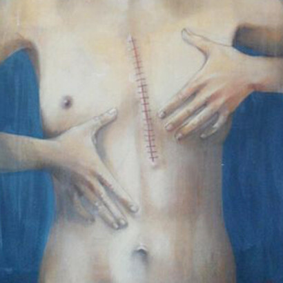 Pierangela Bilotta, Pelle, (dettaglio), tecnica mista su legno 45x45